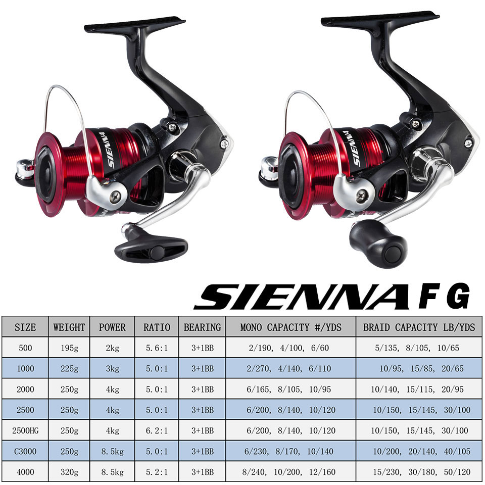 SHIMANO SIENNA Spinning Fishin - đánh giá và giá Daiwa Reel Bg
